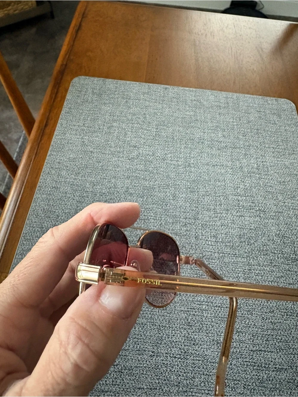 Fossil Aviator Sunglasses in Gold with Brown Lenses